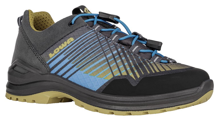 Lowa Wander-Travelschuhe Carezza GTX Low Junior (Synthetik/Textil, wasserdicht) türkisblau/senf Kinder